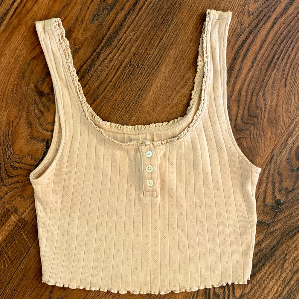American Eagle pale pink ribbed cami tank ; size Small